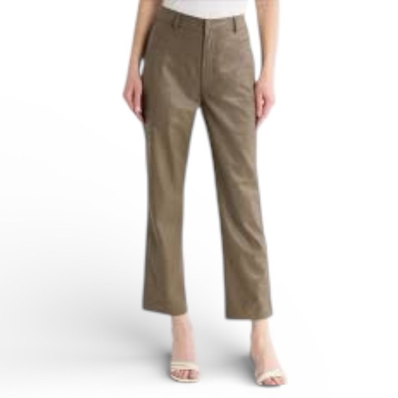 Ag Adriano Goldschmied Pants - AG Cleo High Waist Kick Flare Faux Vegan Leather Straight Leg Pants Ankle 27